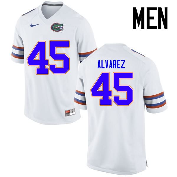 Men's NCAA Florida Gators Carlos Alvarez #45 Stitched Authentic Nike White College Football Jersey YKV0165NN